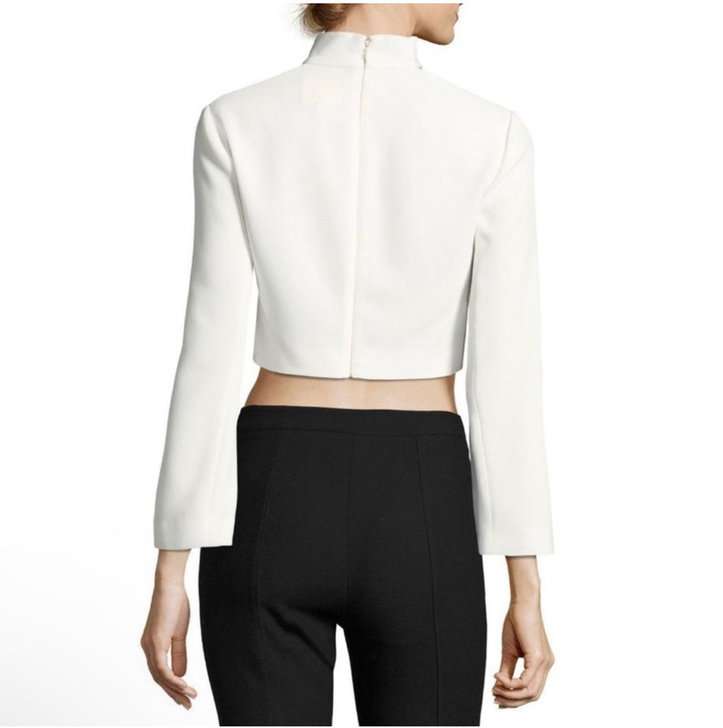 Cinq a Sept Amara Choker Crop Top in Ivory Sz 2