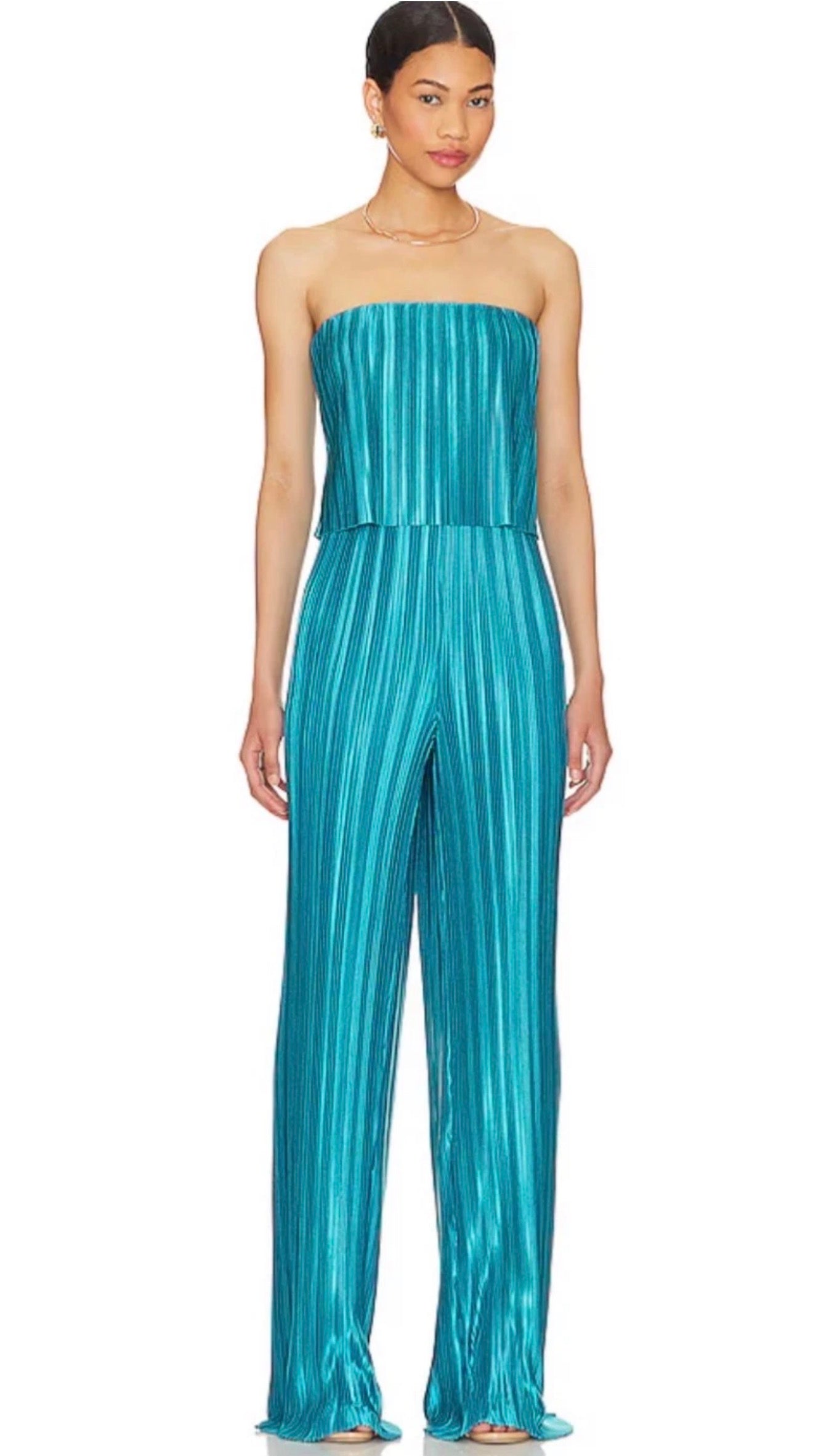Amanda Uprichard Collina Jumpsuit Maui Pleated Strapless XS $260