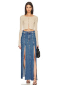 MOTHER SNACKS! Lickity Split Fray Denim Maxi Skirt Size 28 $298