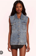 AMANDA UPRICHARD
RHINESTONE EMBELLISHED BUTTON
GREYSON DENIM VEST Sz XS $180