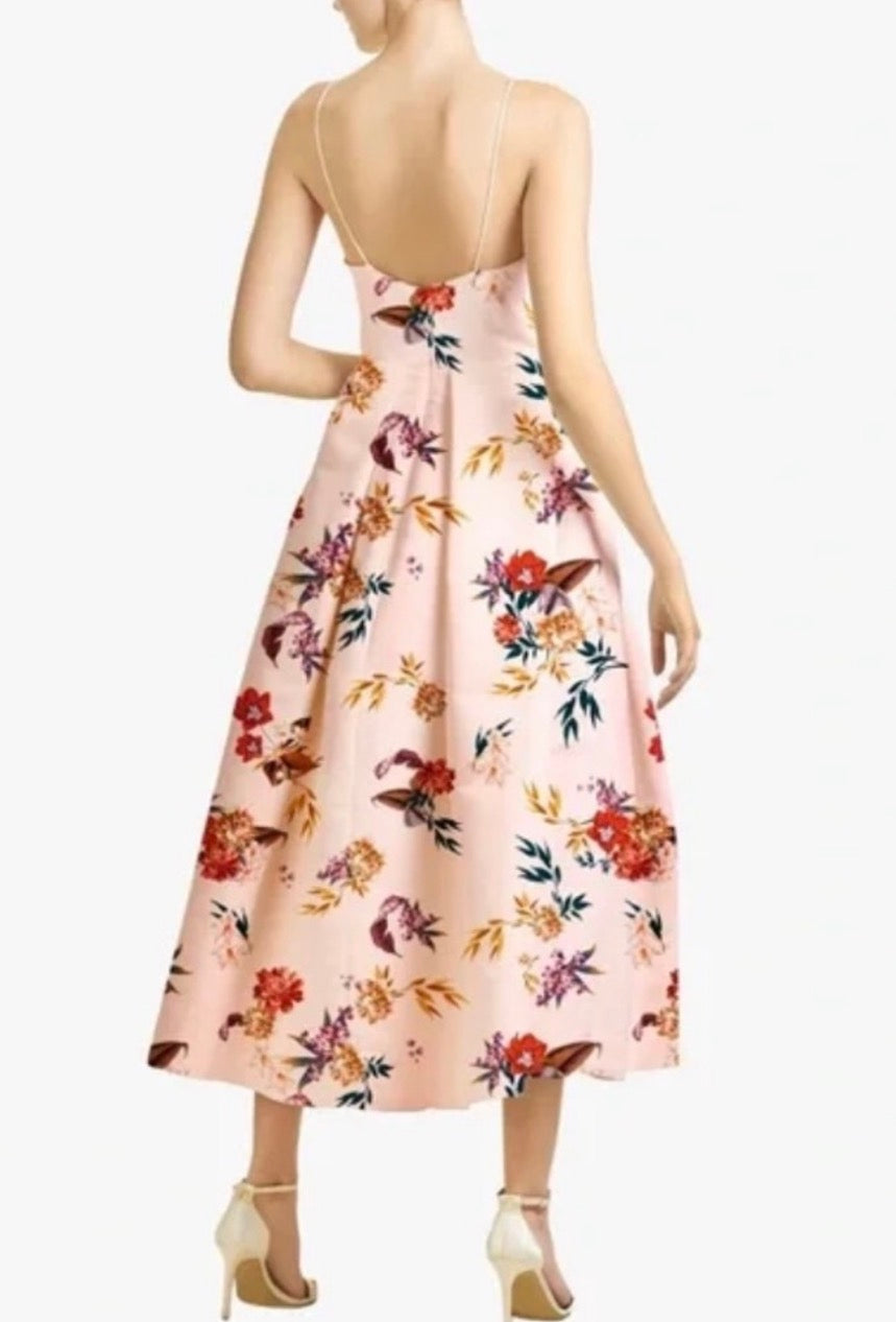 Sachin & Babi Audra Pink Wildflowers Midi Dress Size 10 $695