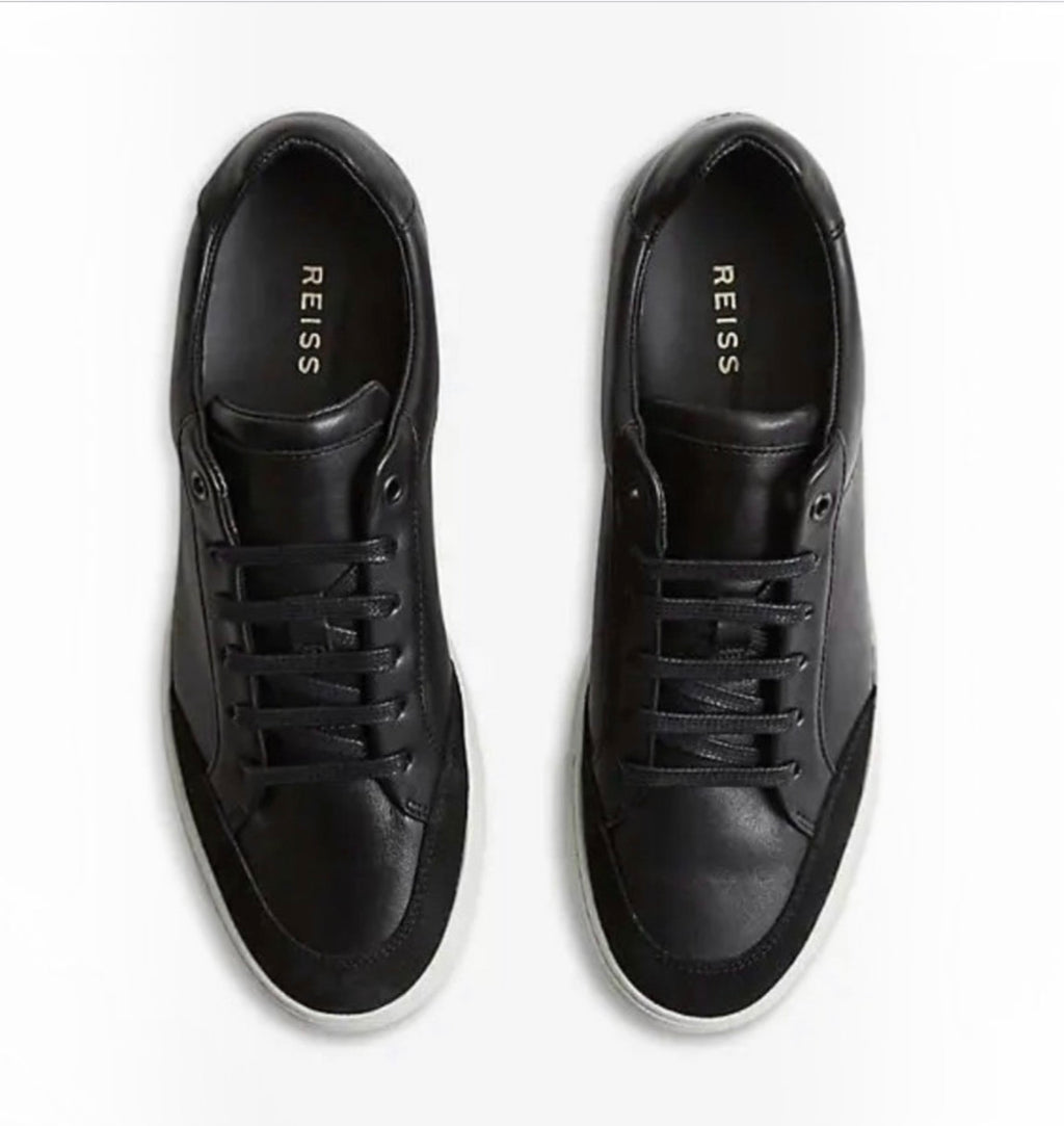 Reiss Women’s Ashley Low Top Leather Sneaker - Black Sz 9