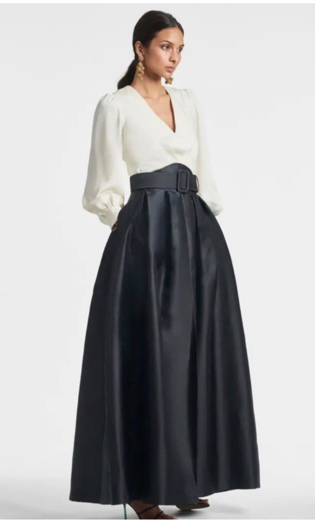 Sachin & Babi Zoe Gown Ivory Black Mikado Ball Skirt Sz 0
$895
