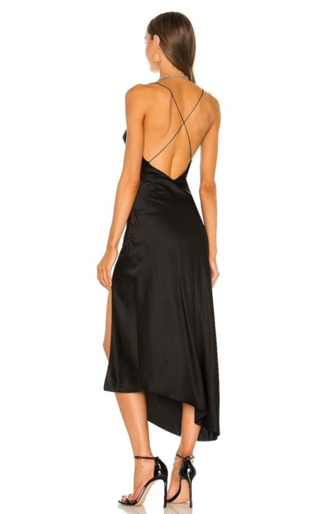 SER.O.YA Emma Silk Dress Black Slip Open Back Sz Small  $395