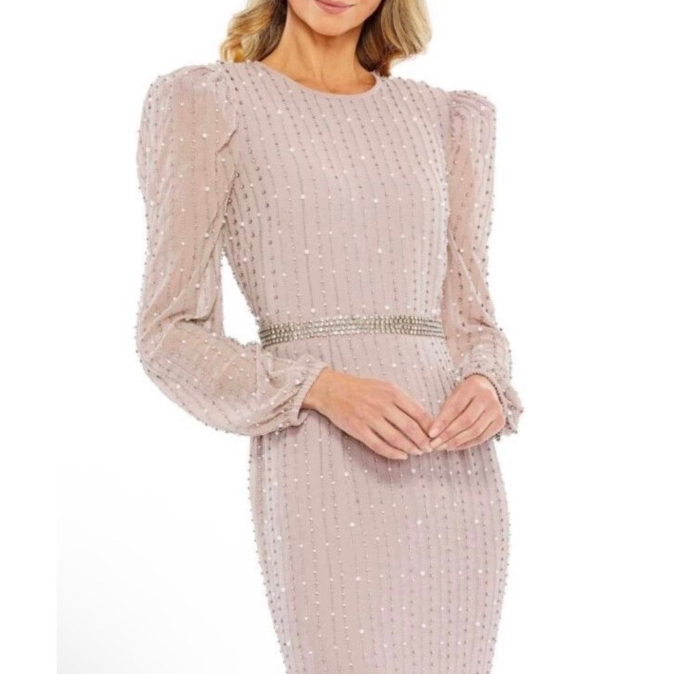 MAC DUGGAL (93622) Vintage Lilac Beaded Long Sleeve Embellished
Dress Sz 8 $498
