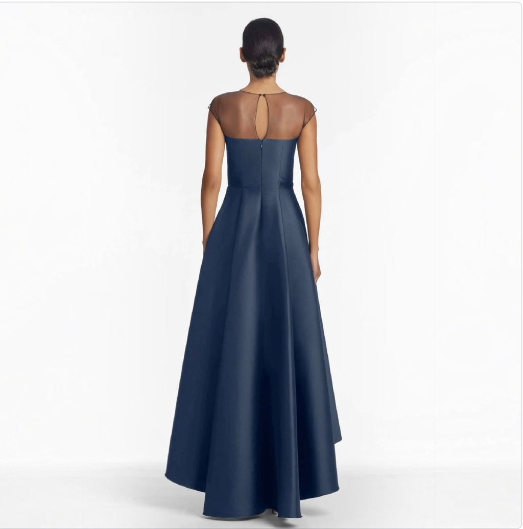 Sachin & Babi Blakely Gown Navy Hi-Lo Floral Detail Size 14