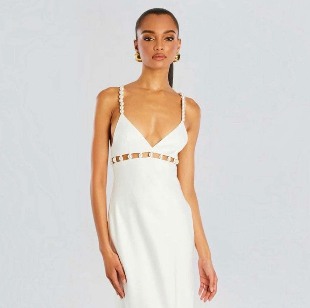 Retrofete ELODIE PEARL DRESS in White Sz Large