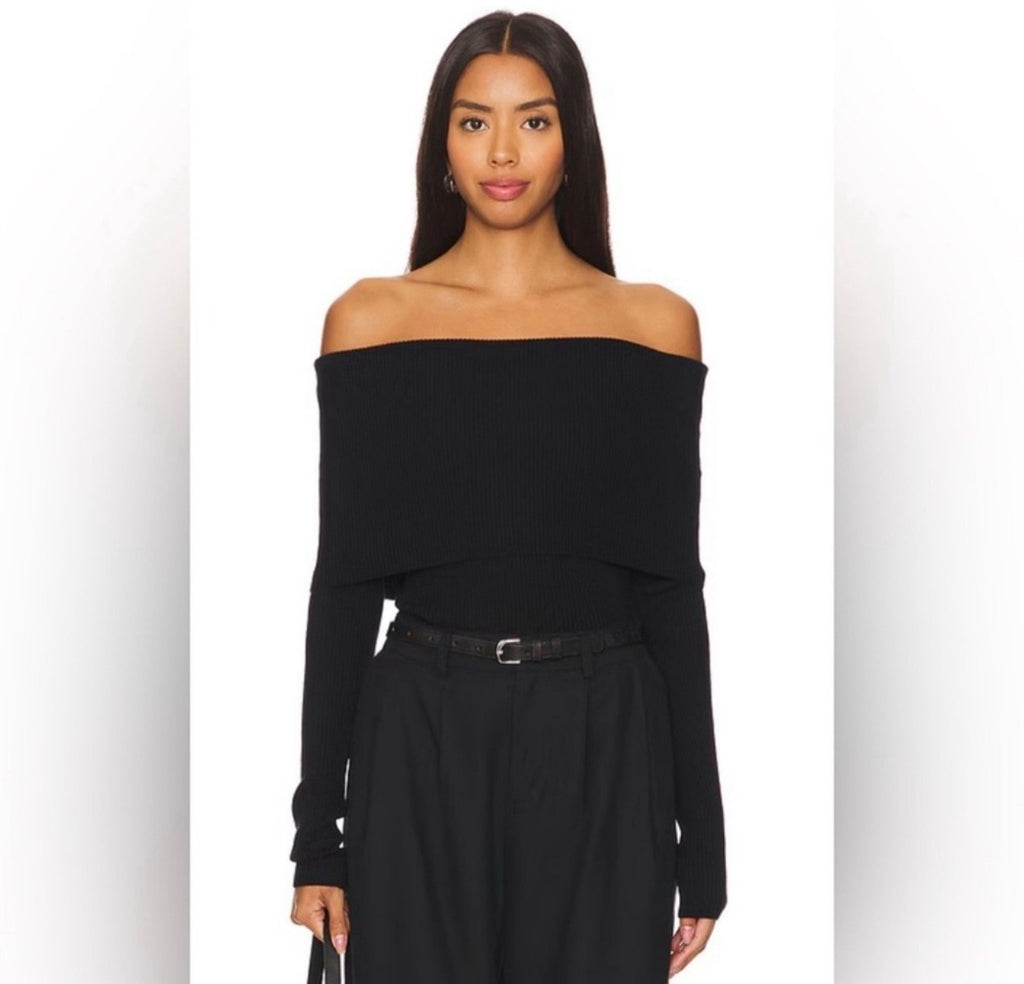 ALC Evelyn Merino Off Shoulder Top in Black Sz XS