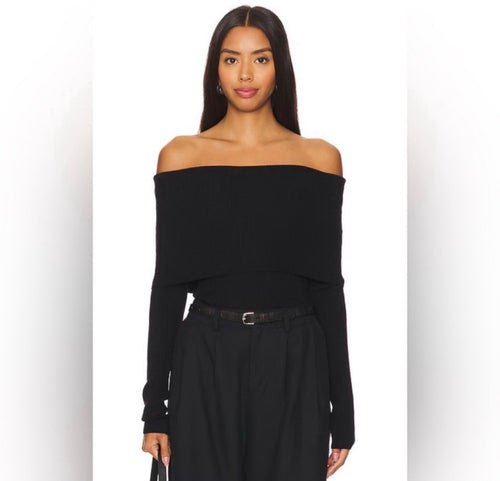 ALC Evelyn Merino Off Shoulder Top in Black Sz XS