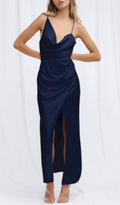 SIGNIFICANT OTHER Aria Satin Dress in Midnight Blue Sz 8 $248