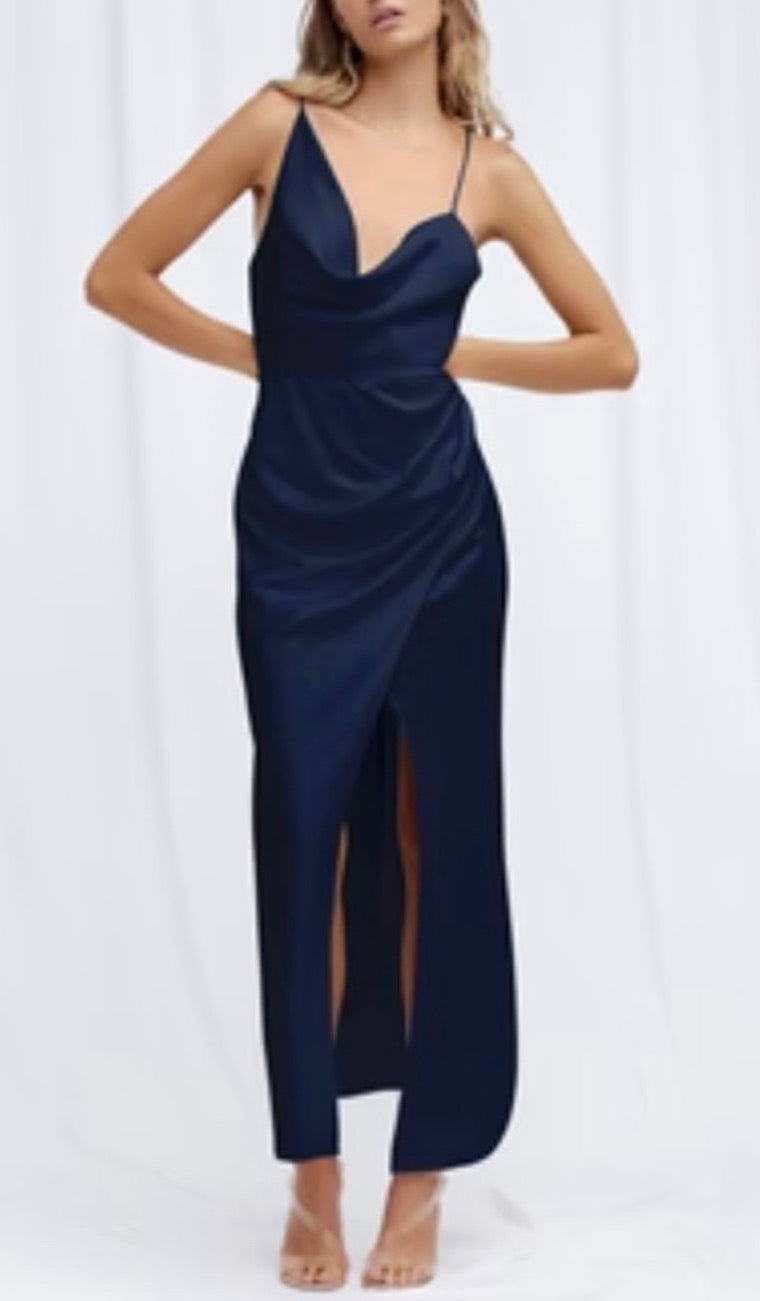 SIGNIFICANT OTHER Aria Satin Dress in Midnight Blue Sz 8 $248