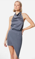 New! Elliatt Camo Asymmetric Satin Cocktail Dress Sz Large $136 dark gray