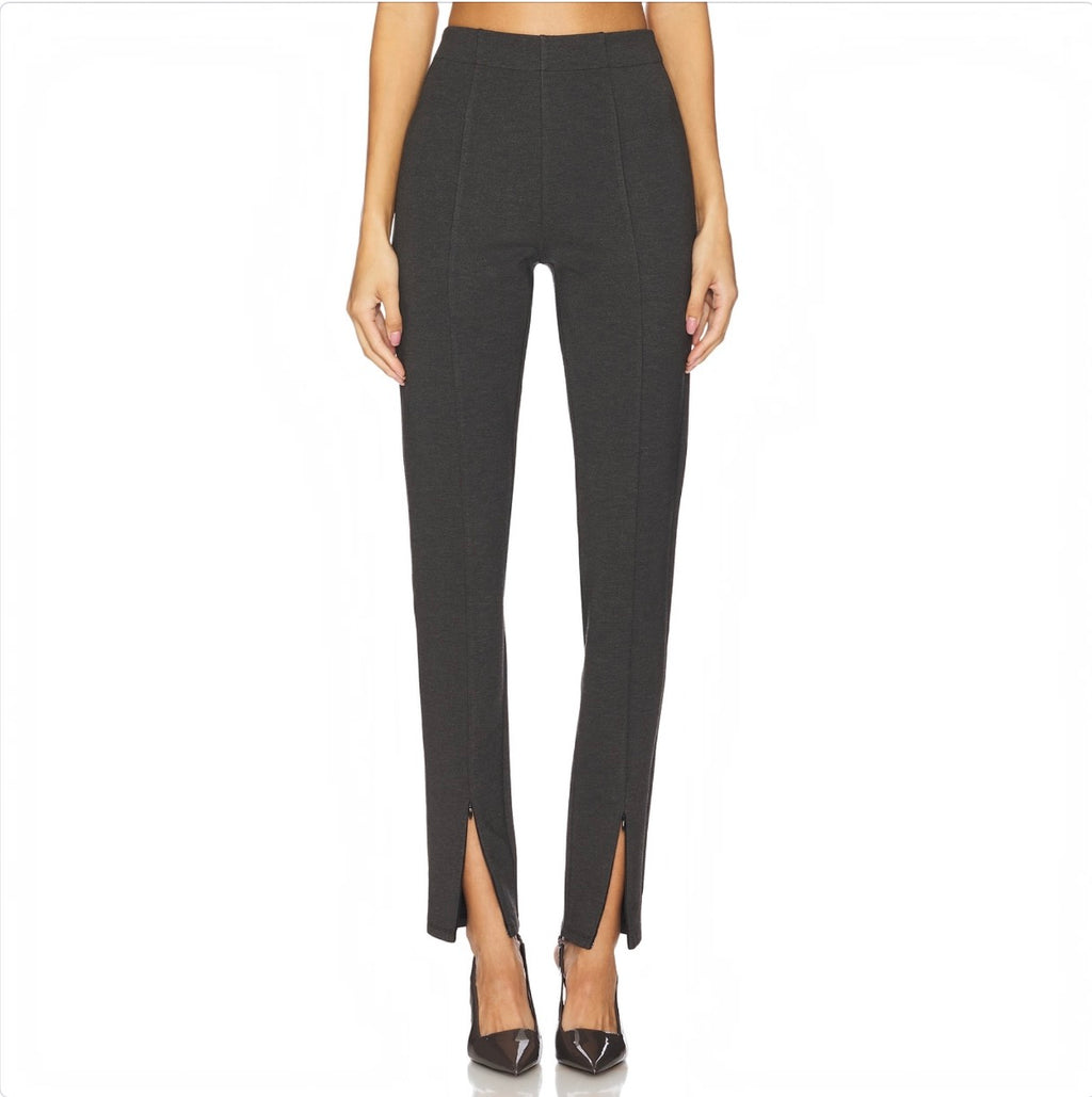 Rue Sophie Vitry Zipper Pants Charcoal Slit Hem Leggings Size Small