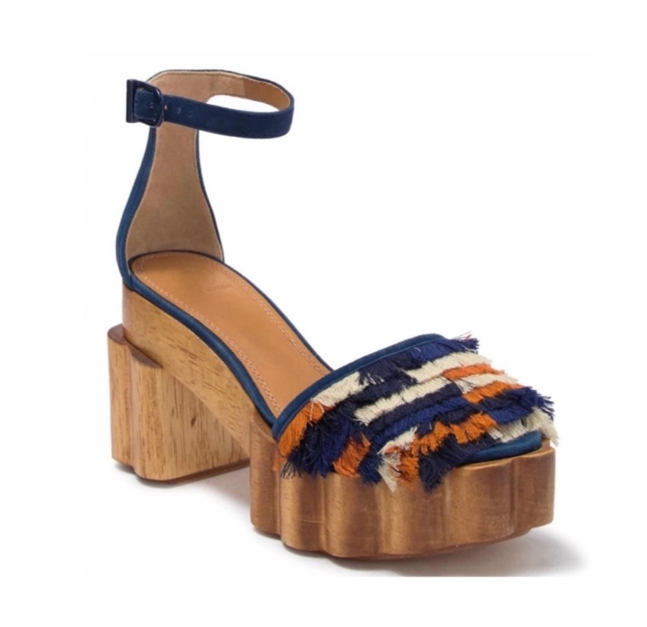 Tory Burch Alma Platform Wooden Block Heels Sz 6.5 $595