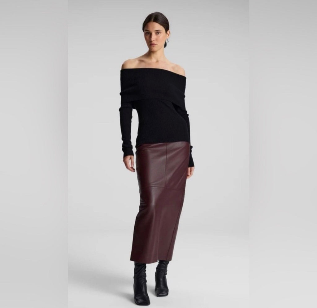 ALC Evelyn Merino Off Shoulder Top in Black Sz XS