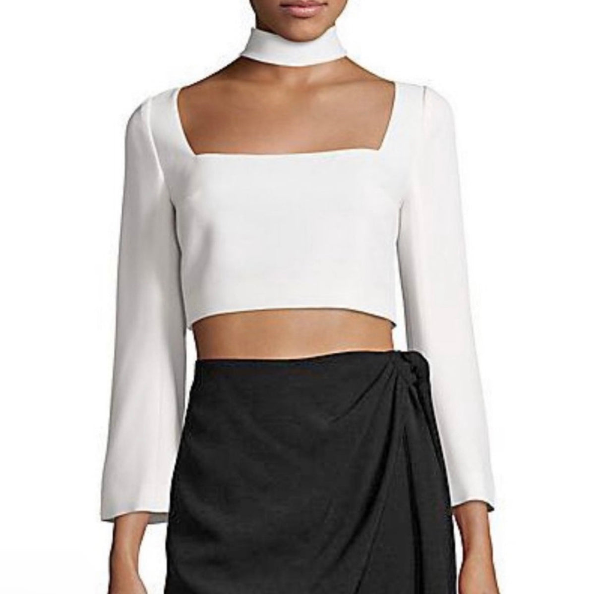 Cinq a Sept Amara Choker Crop Top in Ivory Sz 2