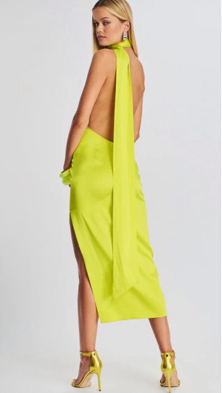 Ser.o.ya MARISSA SILK DRESS Neon Lime Sz XXS $495