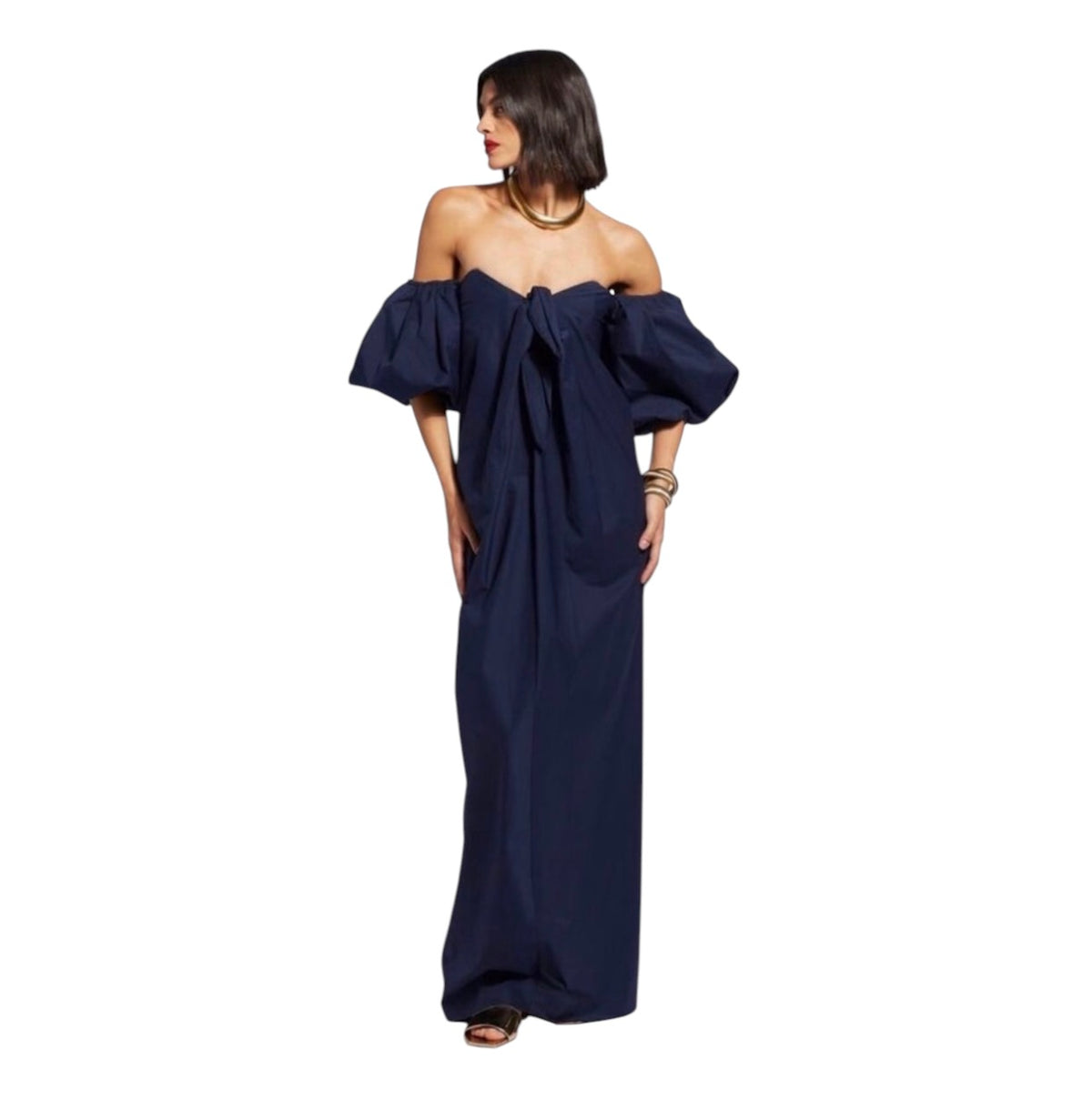Caroline Constas Reyna Off the Shoulder Maxi Dress Navy XXS
