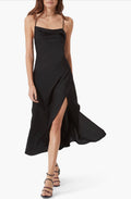 ASTR The Label Cowl Slip Midi Dress Black NWT XL Open Back Satin Dress