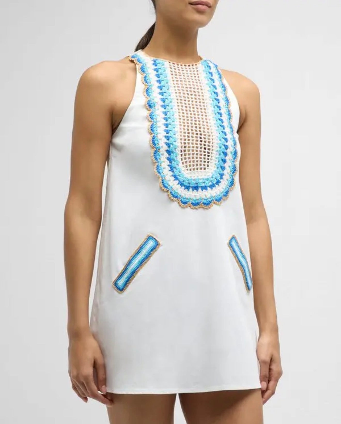 My Beachy Side Arya Hand-Crochet Mini Dress in white Sz Small $378