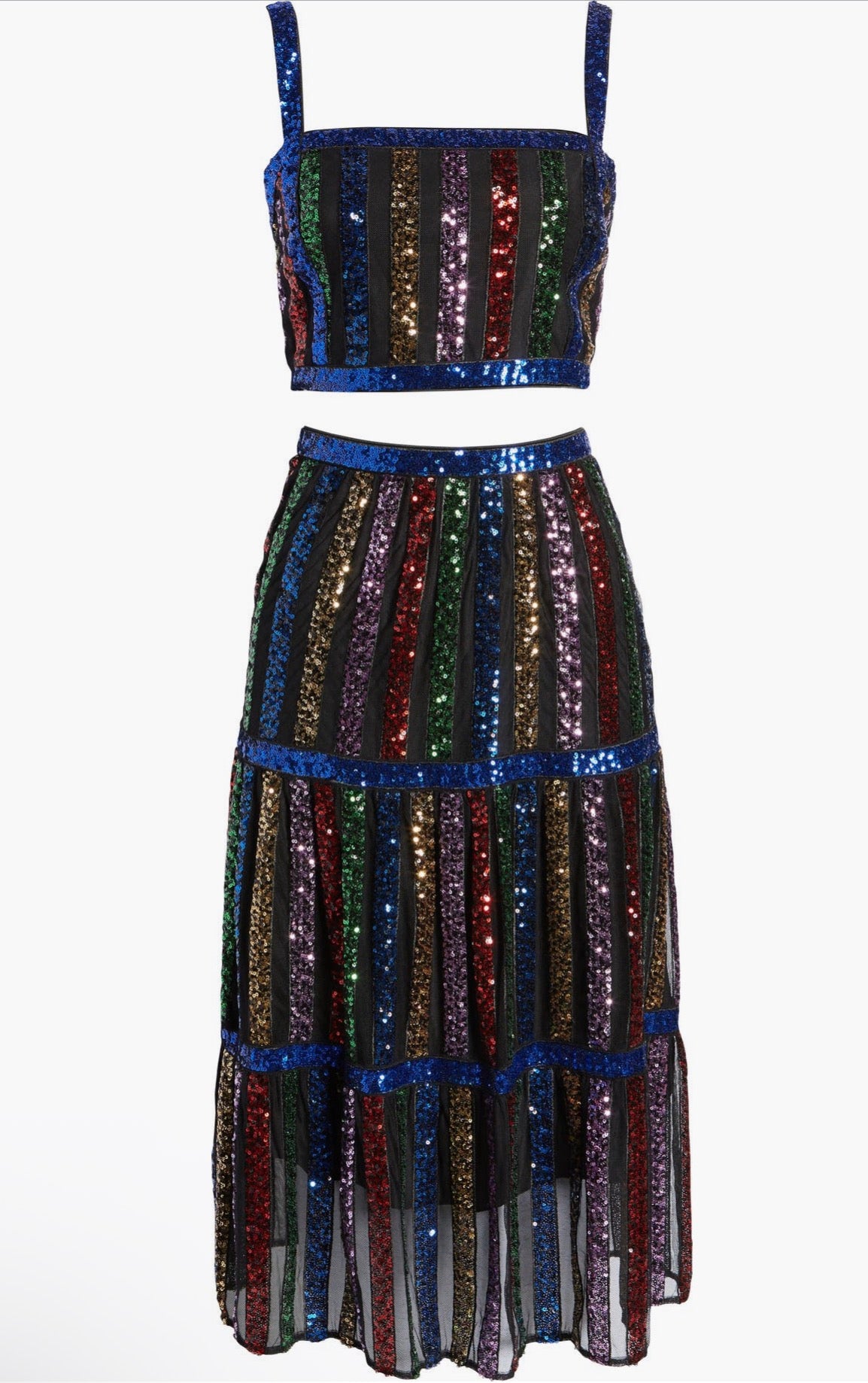 DRESS THE POPULATION
Diaz Sequin Crop Tank & Skirt XXS 
$348