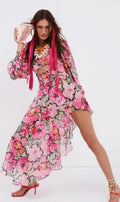 For Love & Lemons Tiana Printed Midi Dress Sz XS $198