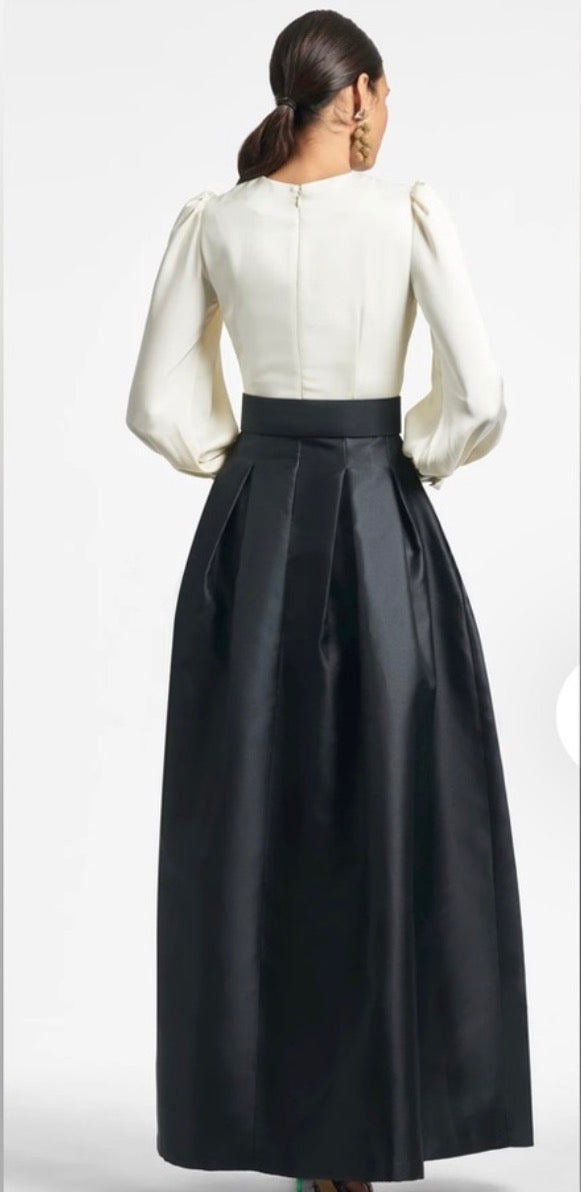 Sachin & Babi Zoe Gown Ivory Black Mikado Ball Skirt Sz 6 $895