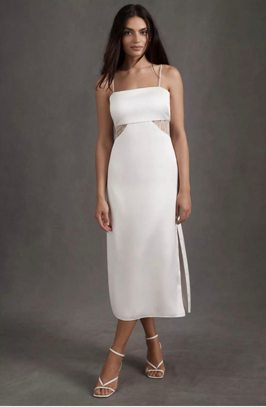 Sachin & Babi Jane Ivory Lace Cutout Midi Dress BHLDN Bridal Size 12 $295