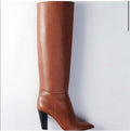 MAJE Fidel Tall Leather Boots in Cognac Sz 37 $585