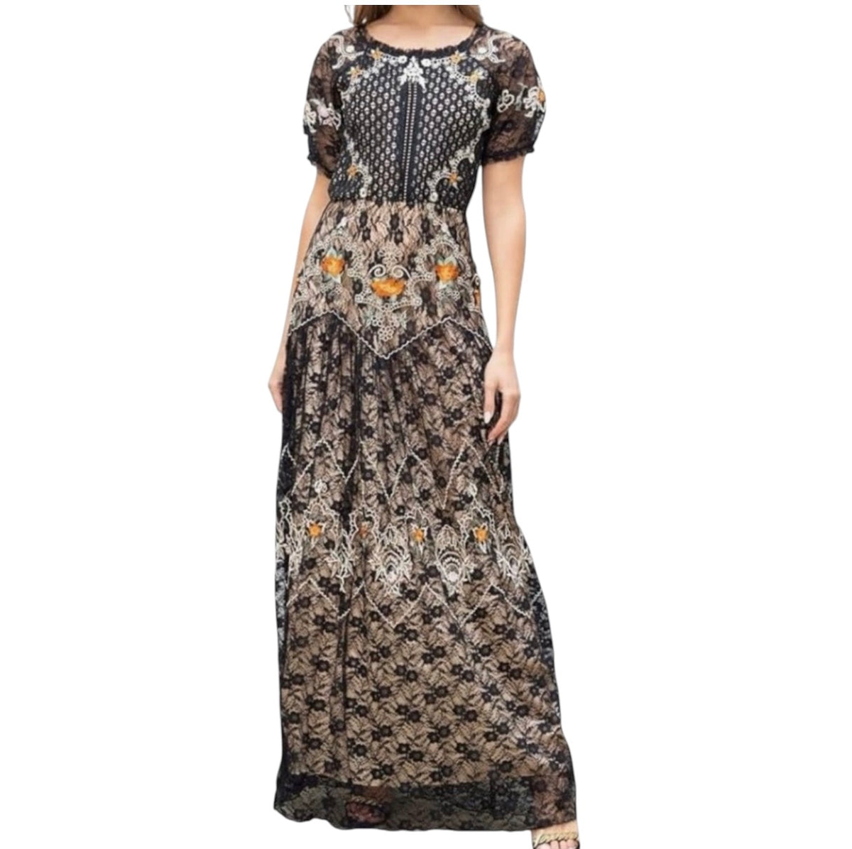 BAROK Paris Lace Embroidered
Long Dress Size Small