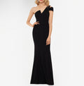 BETSY & ADAM One-Shoulder Scuba Crepe Black Gown Size 4