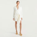 CINQ À SEPT Irma Ivory Satin Tie Front Mini Dress Size 8