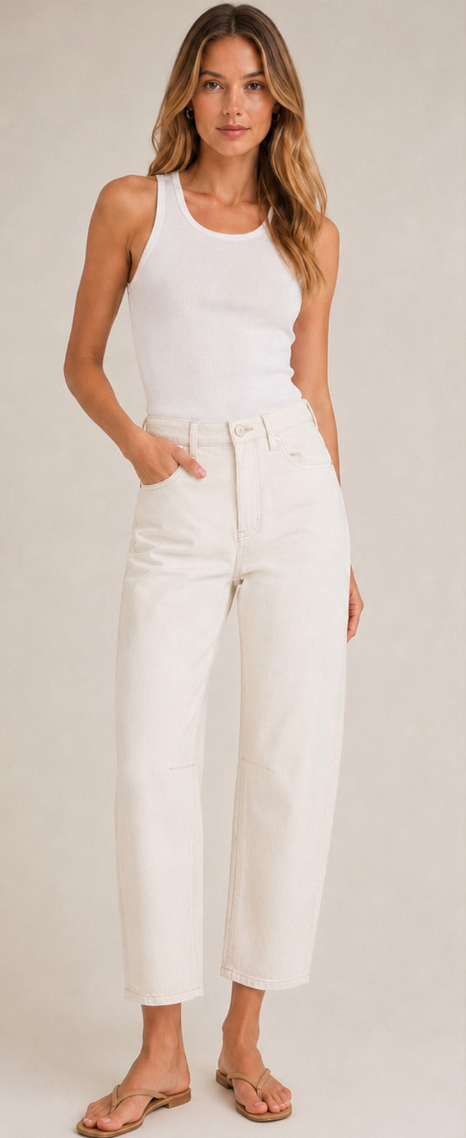 Joe’s Jeans Barrel Leg Ecru Jean Size 27 NWT High Waist Ankle $228