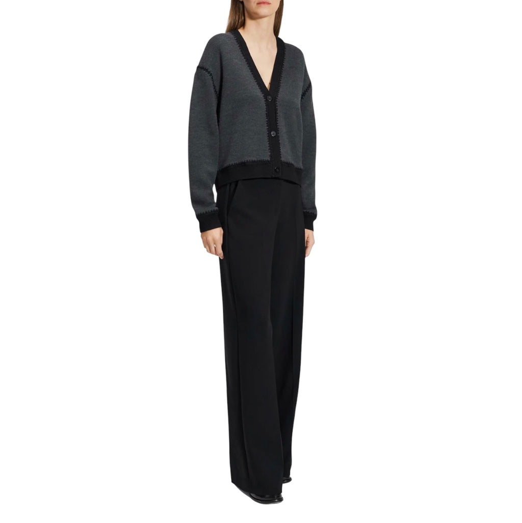 Theory Blanket Stitch Merino Wool
Cardigan Gray/ Black Sz Large