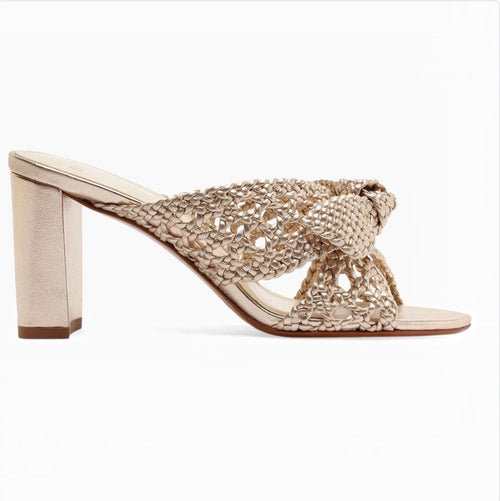 Alexandre Birman Belinda 75mm Woven Leather Mules Gold
Size 38.5 / US 8.5