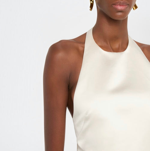 A.L.C. Sophia Satin Halter Mini Dress Off White Size 4
