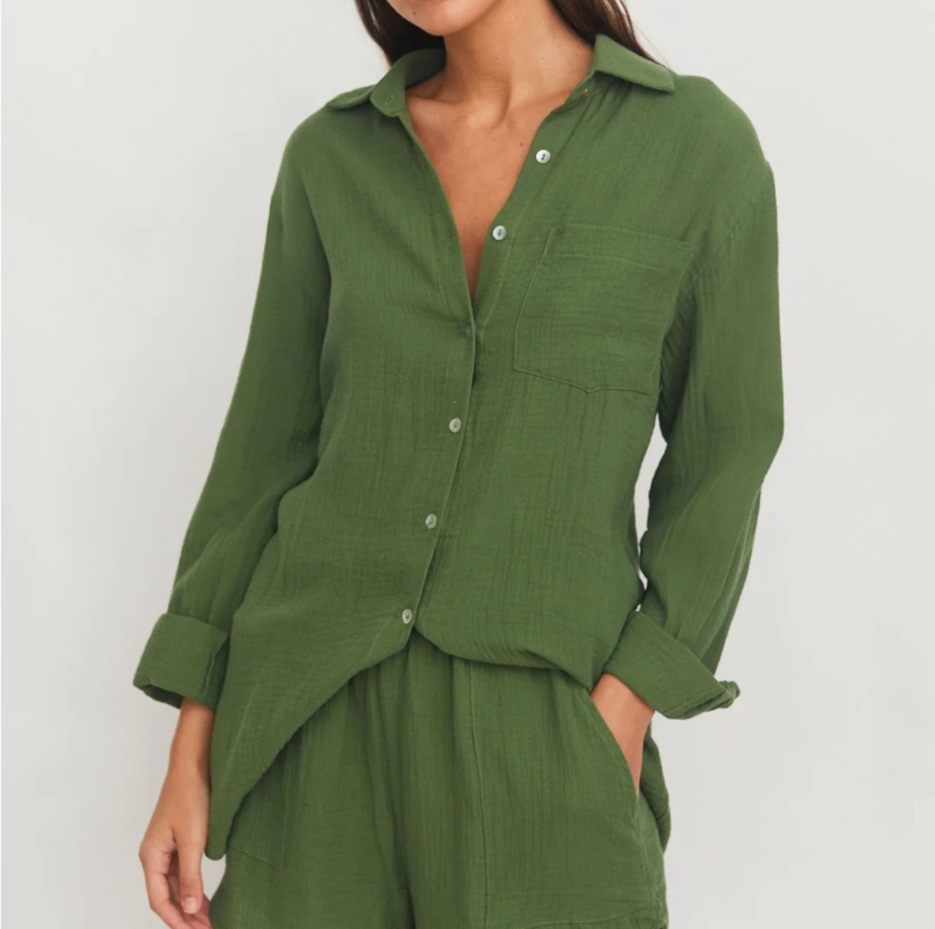 CITRINE Hampton Shirt Dress in
Forest Green Cover Up $128
