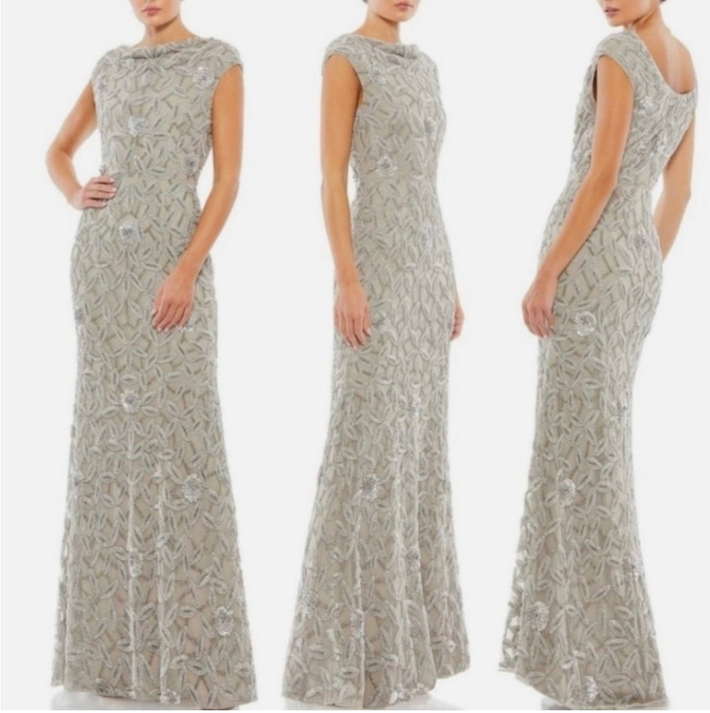 Mac Duggal 93537 Cowl
Neckline Embellished Sequin Floral
Dress Sz 8