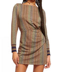 Ramy Brook Wheeler Dress Dark Moss Geometric Metallic Stripe Sz 4 NWT $395