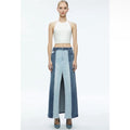Alice + Olivia Rye Low-Rise Two-Tone Denim Maxi Skirt Sz 25 $375