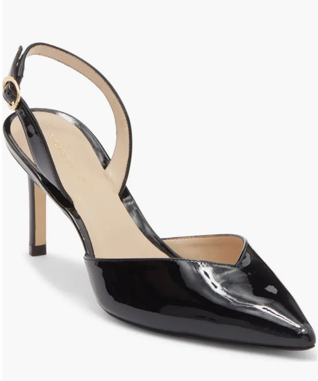 Stuart Weitzman Julia 75 Slingback Pump Black Patent Leather Sz 6.5 $495