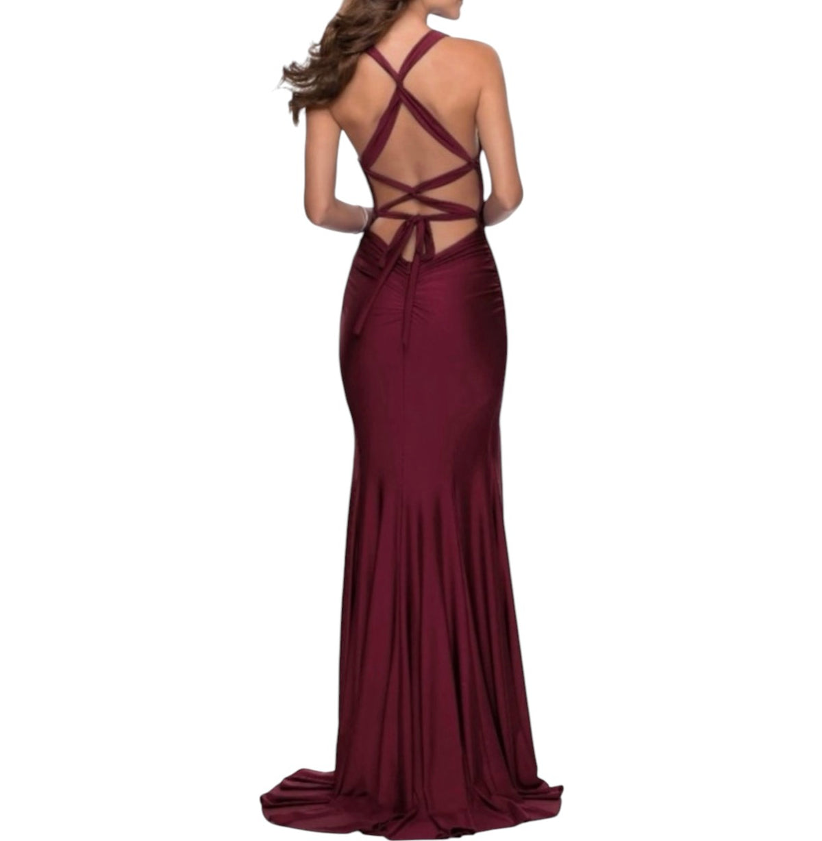 La Femme 28677 Satin Jersey Trumpet Gown Dark Berry
Dress Sz 8