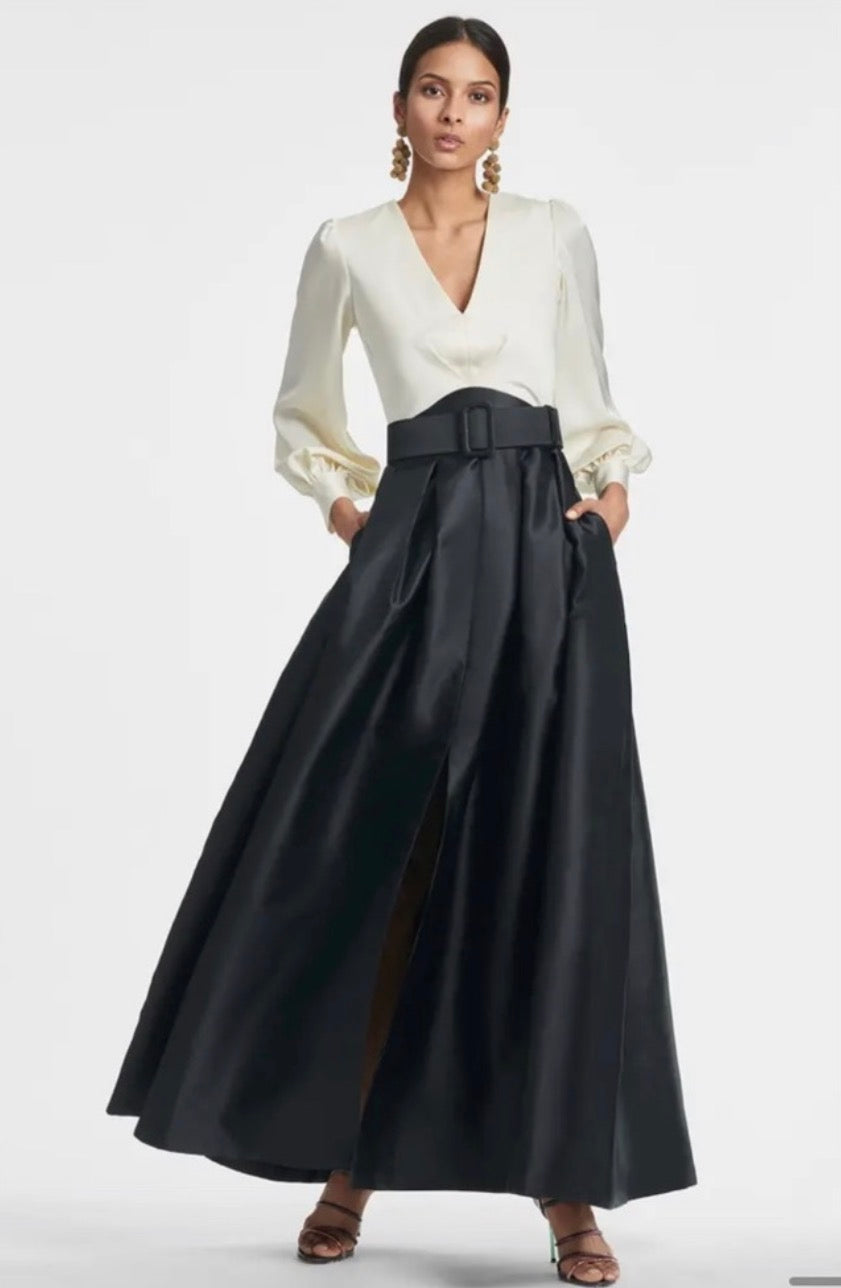 Sachin & Babi Zoe Gown Ivory Black Mikado Ball Skirt Sz 6 $895