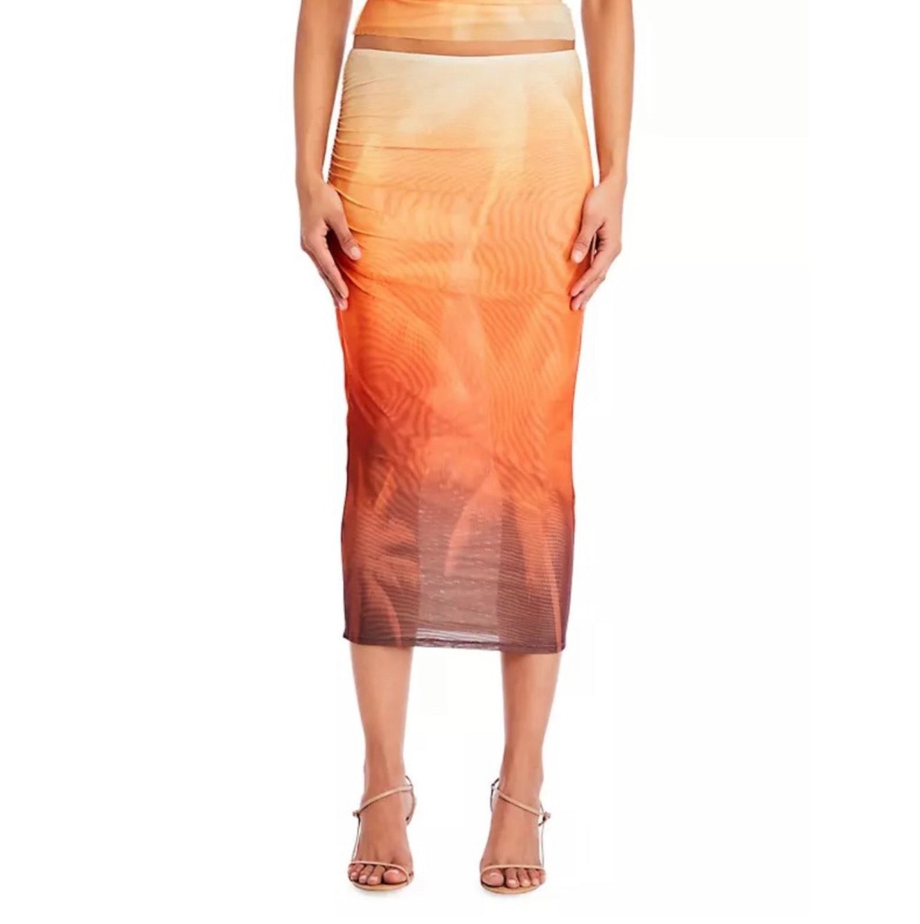 New! SER.O.YA  NIA MESH MIDI Skirt in Sunset Palm sz Small $248