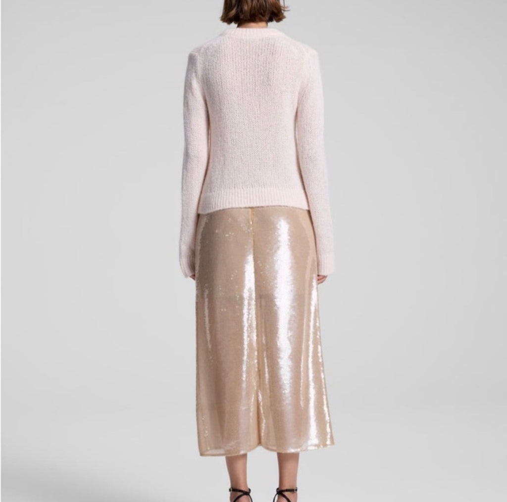 A.L.C. Bowie Sheer Alpaca Crewneck Sweater Light Pink Sz XS