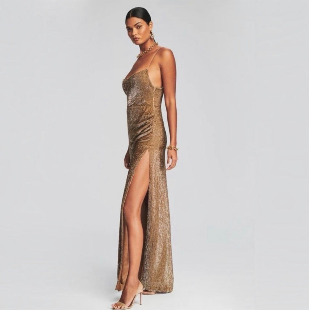 RETROFÊTE KATYA SEQUIN
DRESS IN BRONZE Sz XS