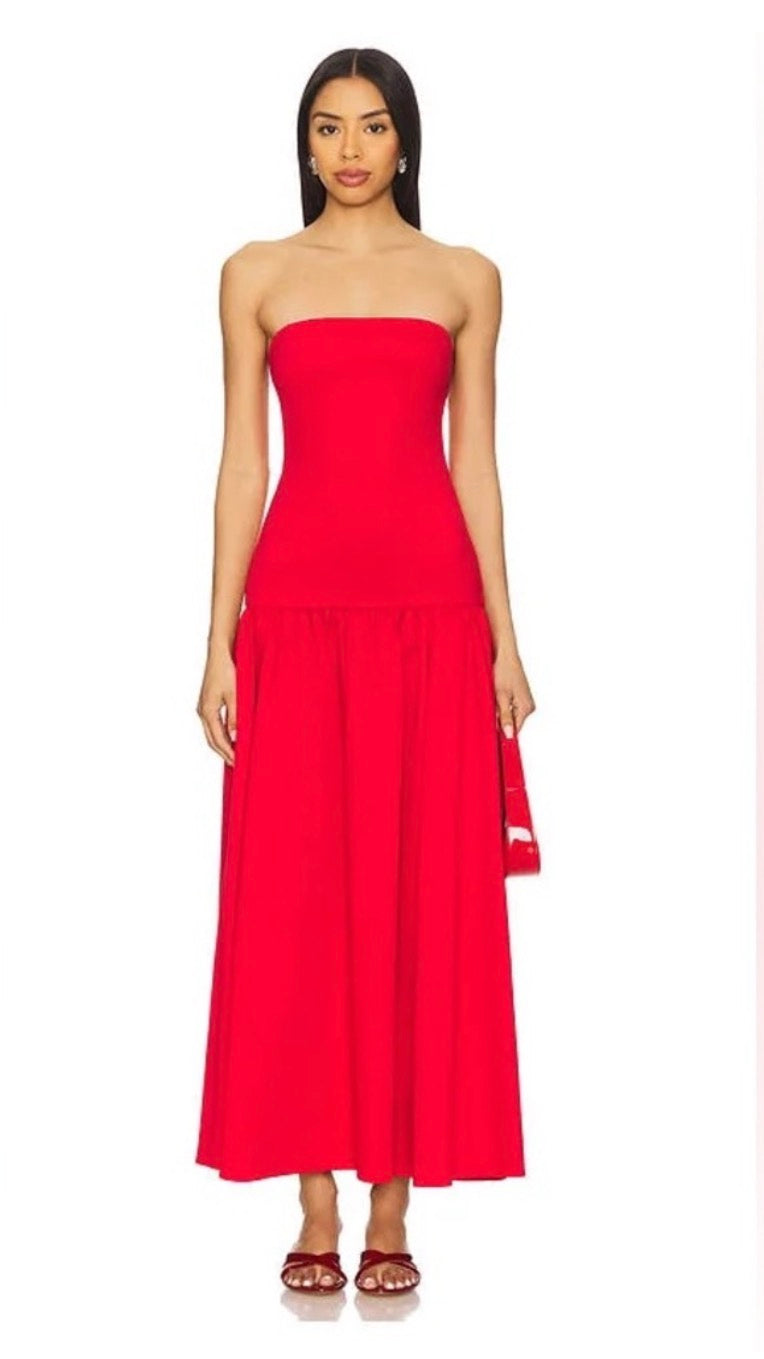 Alice + Olivia Oriana Maxi Dress in Red Sz 4 $395