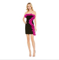 Mac Duggal 49642 Strapless Black Fuchsia Ruffle Detail Mini Dress Sz 0 $398
