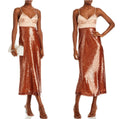 A.L.C. Gisele BROWN/SIROCCO  Cutout Sequin Satin Crepe Midi Dress Size 2 $550
