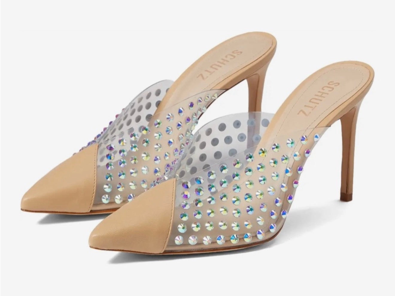 Schutz Greece Pump Heels Nude with Embellishment Sz 8.5 $158